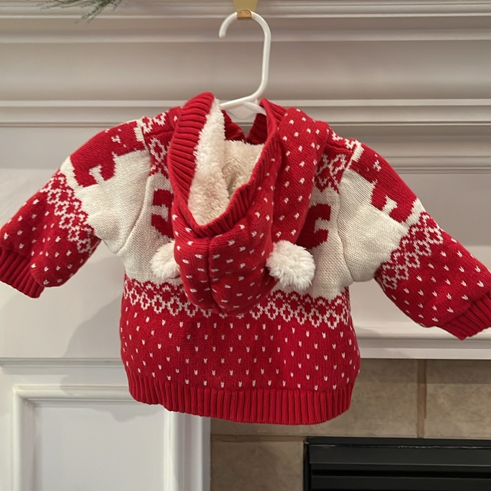 Baby Gap Sherpa Christmas Holiday Bear Cardigan Sweater NWT 3-6 Month NWT - Picture 3 of 4
